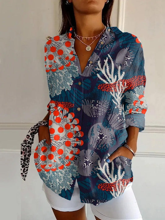 Womens Floral Pattern 3D Printed Long-Sleeve Shirt Online