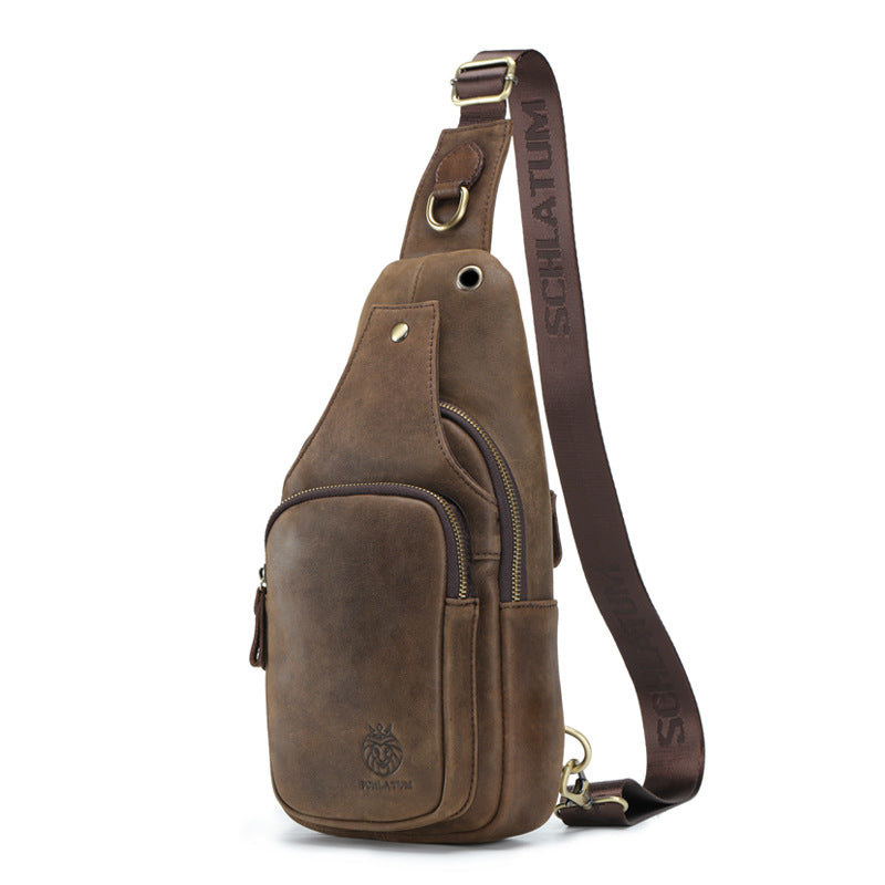 Men’s Cowhide Leather Crossbody Sling Bag Vintage.