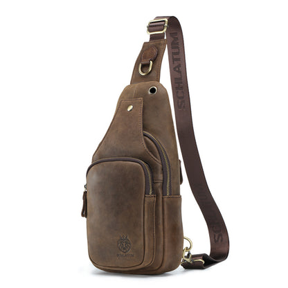 Men’s Cowhide Leather Crossbody Sling Bag Vintage.