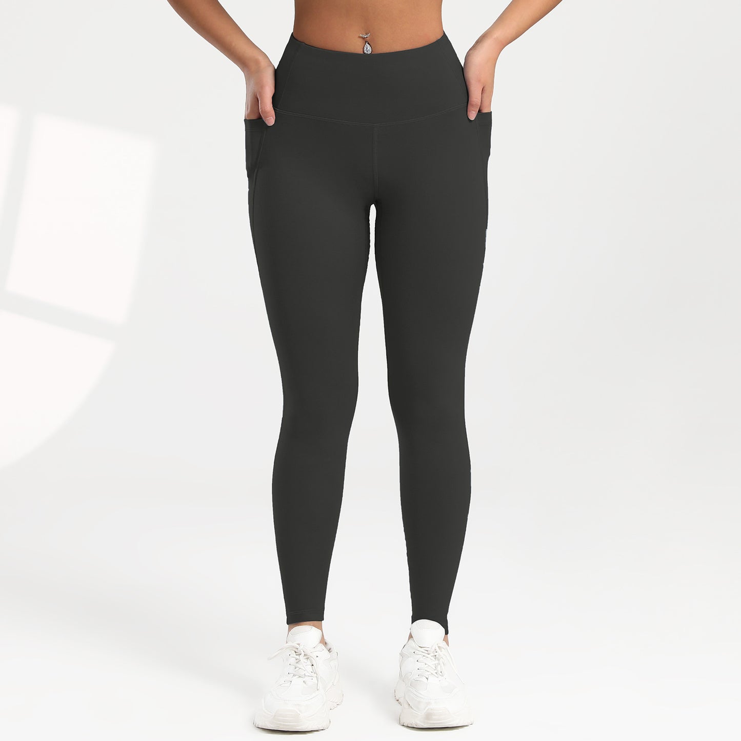 Fitness Running Leggings Hip-Lifting High-Waisted with Pockets