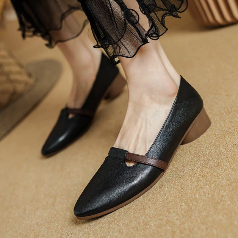 Premium Women's French-Style Suede Low-Heeled Shoes