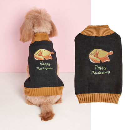 Thanks giving Pet Clothes Lapel Retro Plaid Contrast Color