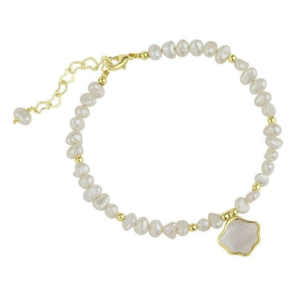 Women’s Freshwater Pearl Necklace and Shell Bracelet Set