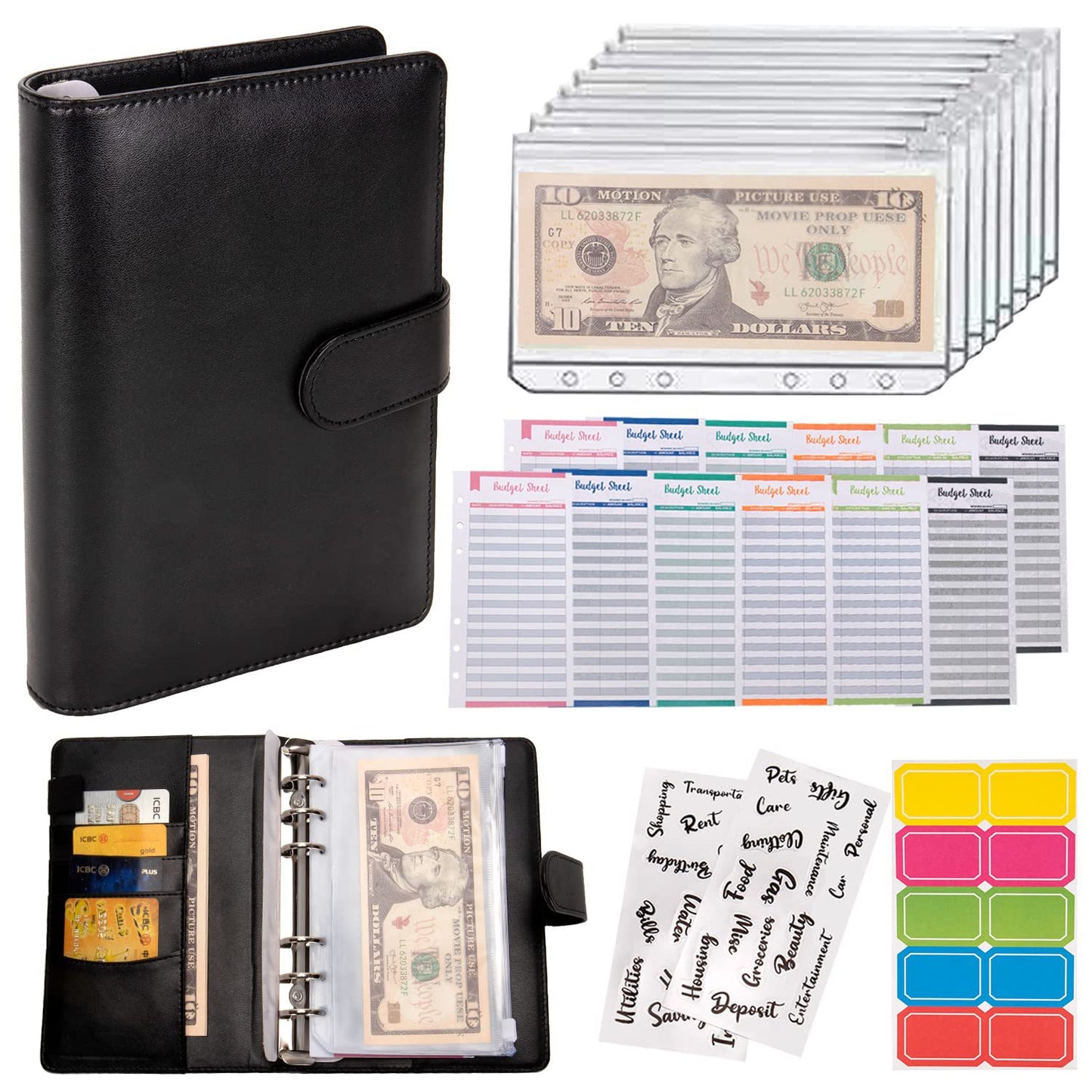 Macaron Loose-Leaf Leather Notebook with Zipper Wallet Bag