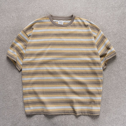 Candy-colored Pinstripe T-shirt – Loose-fitting Short-sleeve