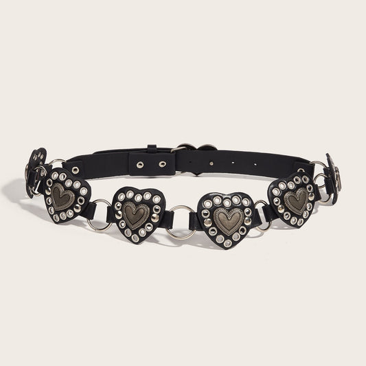 Street-style Hollowed-out Circular PU Leather Belt for Women