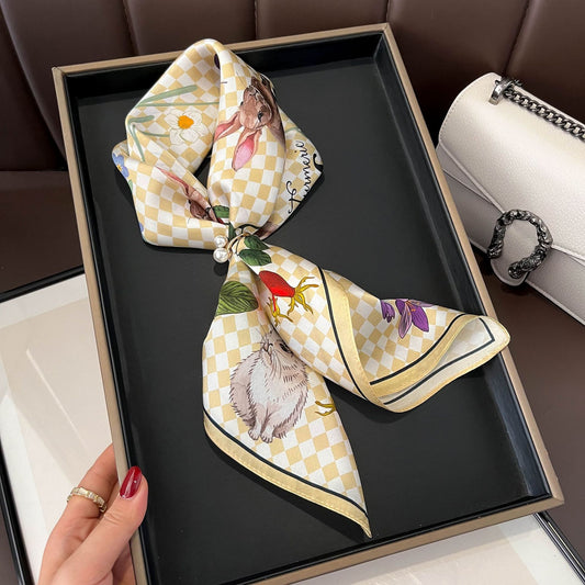 Buy Beige Silk Square Scarf for Women Versatile & Easy to Style