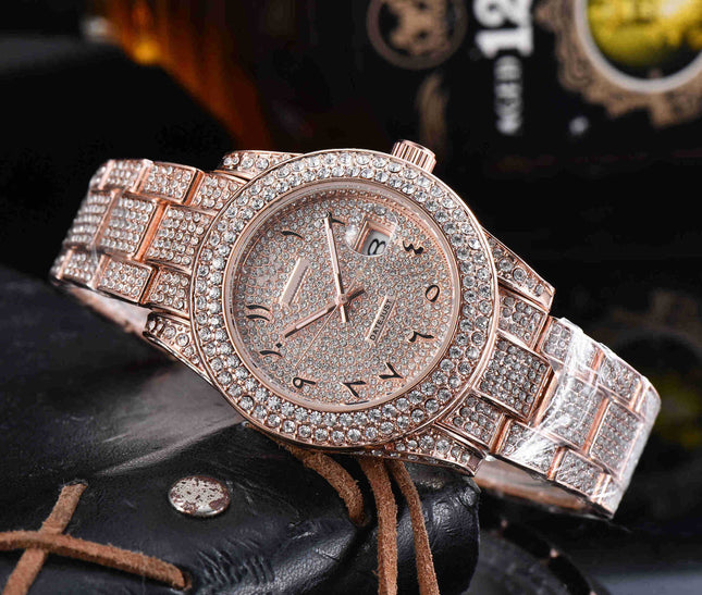 Buy Men’s All-Diamond Stainless Steel Quartz Watch Luxury