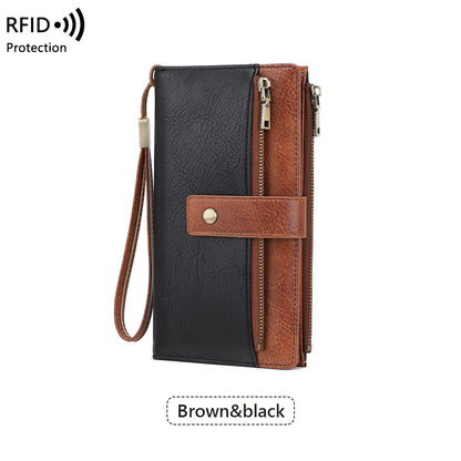 Anti-magnetic Womens Multi-Card Trifold Long Fashion Wallet