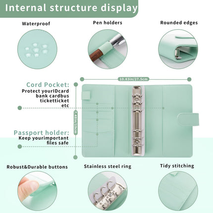 Macaron Loose-Leaf Leather Notebook with Zipper Wallet Bag