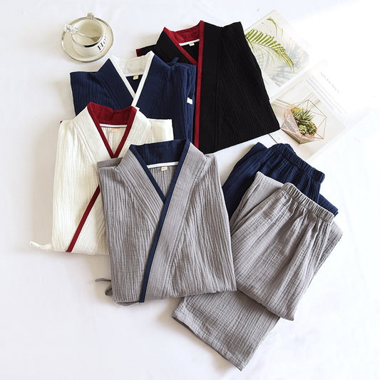 Buy Men’s Kimono Style Pure Cotton Gauze Pajamas Set