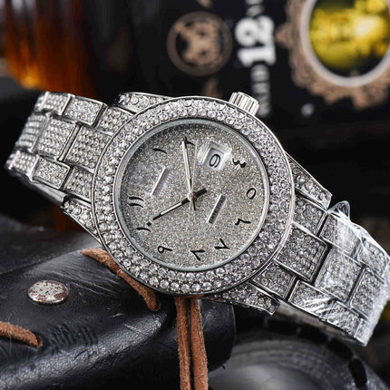 Buy Men’s All-Diamond Stainless Steel Quartz Watch Luxury