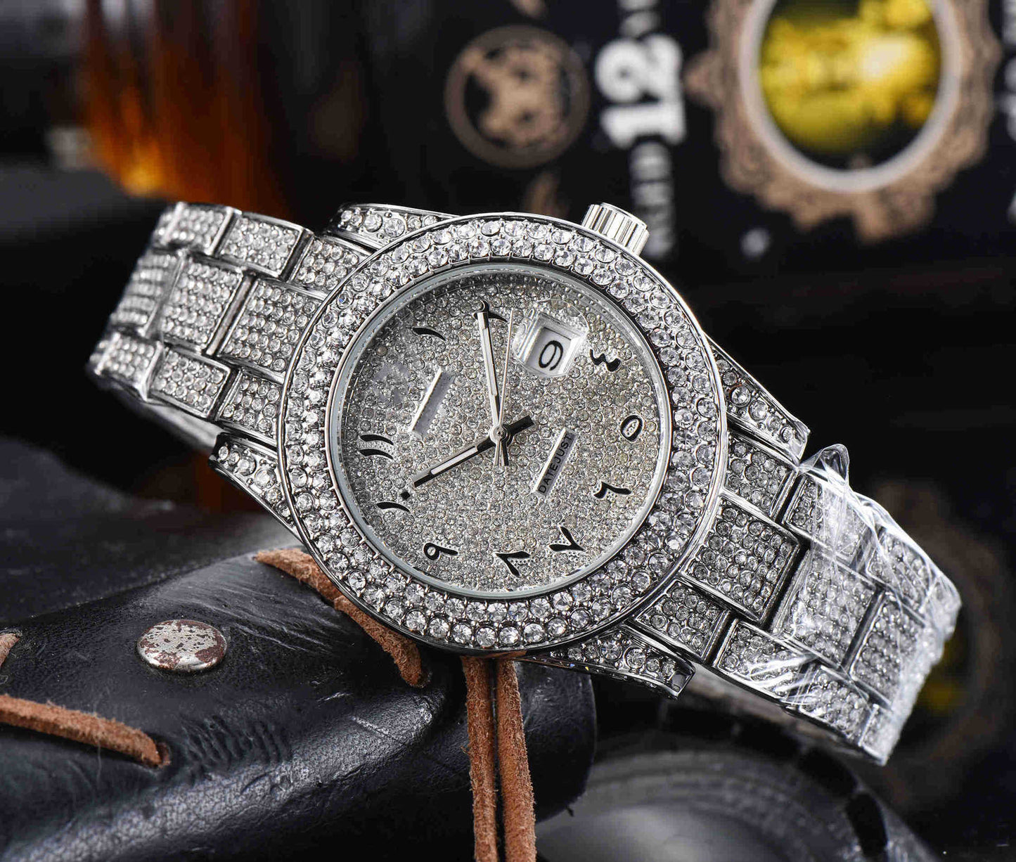 Buy Men’s All-Diamond Stainless Steel Quartz Watch Luxury