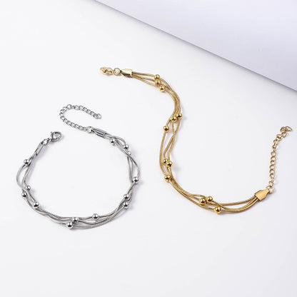 Buy Stainless Steel Three-Layer Beaded Bracelet Trendy Titanium