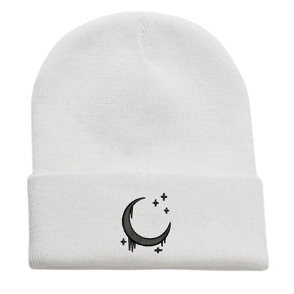 Embroidered Knitted Hat With Moon & Stars – Autumn Winter