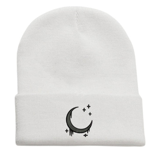 Embroidered Knitted Hat With Moon & Stars – Autumn Winter