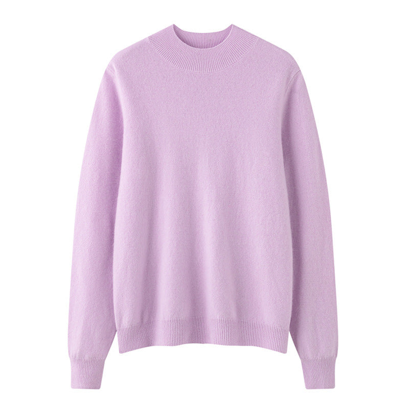 Women's Solid-Color Loose-Fit Mock-Neck Sweater Cozy Comfort