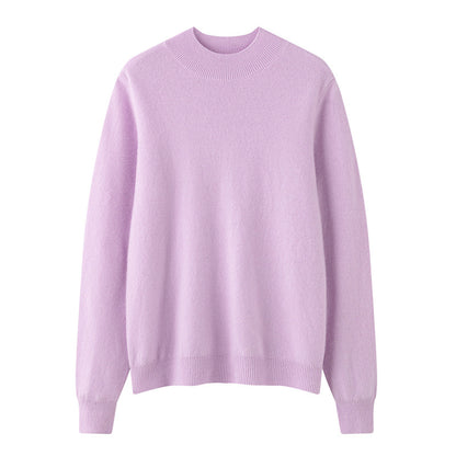 Women's Solid-Color Loose-Fit Mock-Neck Sweater Cozy Comfort
