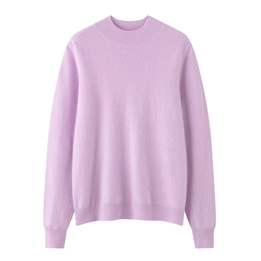 Women's Solid-Color Loose-Fit Mock-Neck Sweater Cozy Comfort