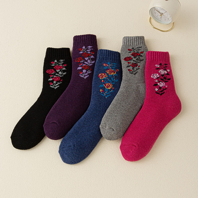 Buy Thick Warm Terry Socks In A Retro Color Palette For Women