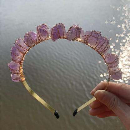 Natural Crystal Quartz & Amethyst Gemstone Wedding Headdress
