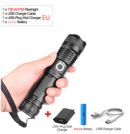 USB Charging Zoom P50 Flashlight – High Power LED Torch