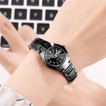 Fashion Waterproof Quartz Watch Tungsten Steel Color Couples