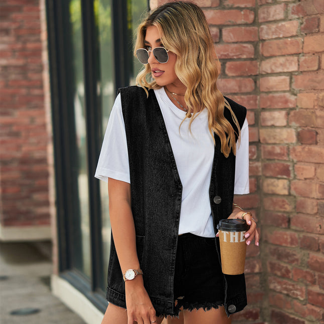 Buy Trendy Women’s Denim Vest Sleeveless Waistcoat Top Online