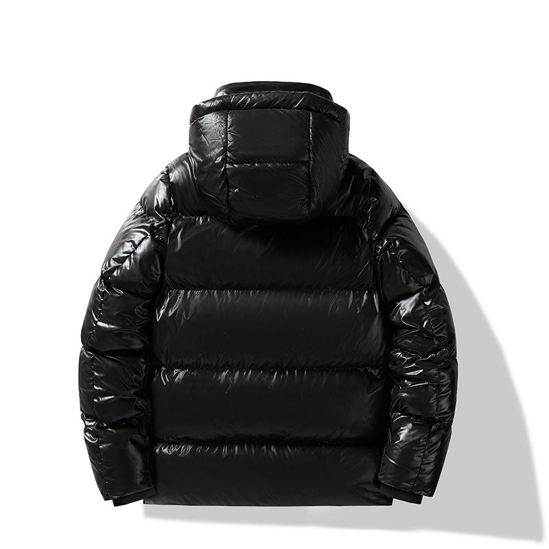 Buy Loose-Fit Black Gold Cotton-Padded Hooded Down Jacket Online