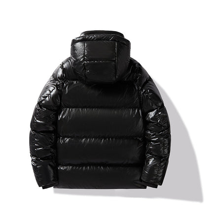 Buy Loose-Fit Black Gold Cotton-Padded Hooded Down Jacket Online