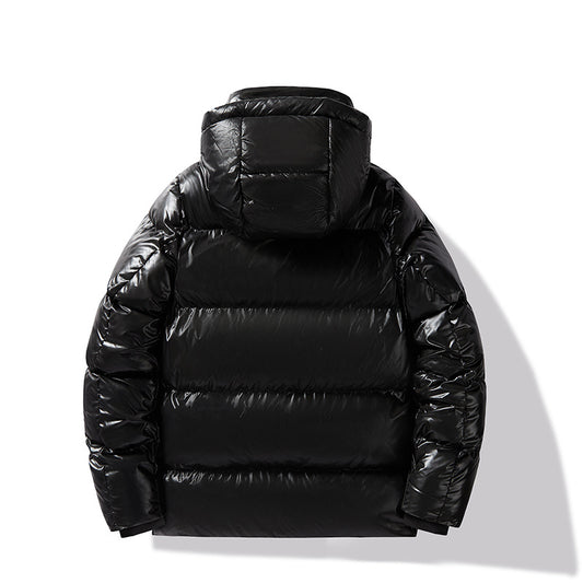 Buy Loose-Fit Black Gold Cotton-Padded Hooded Down Jacket Online