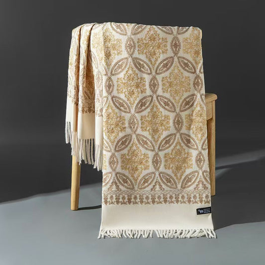 Buy Autumn Winter Golden Silk Lily Embroidered Xinjiang Cashmere