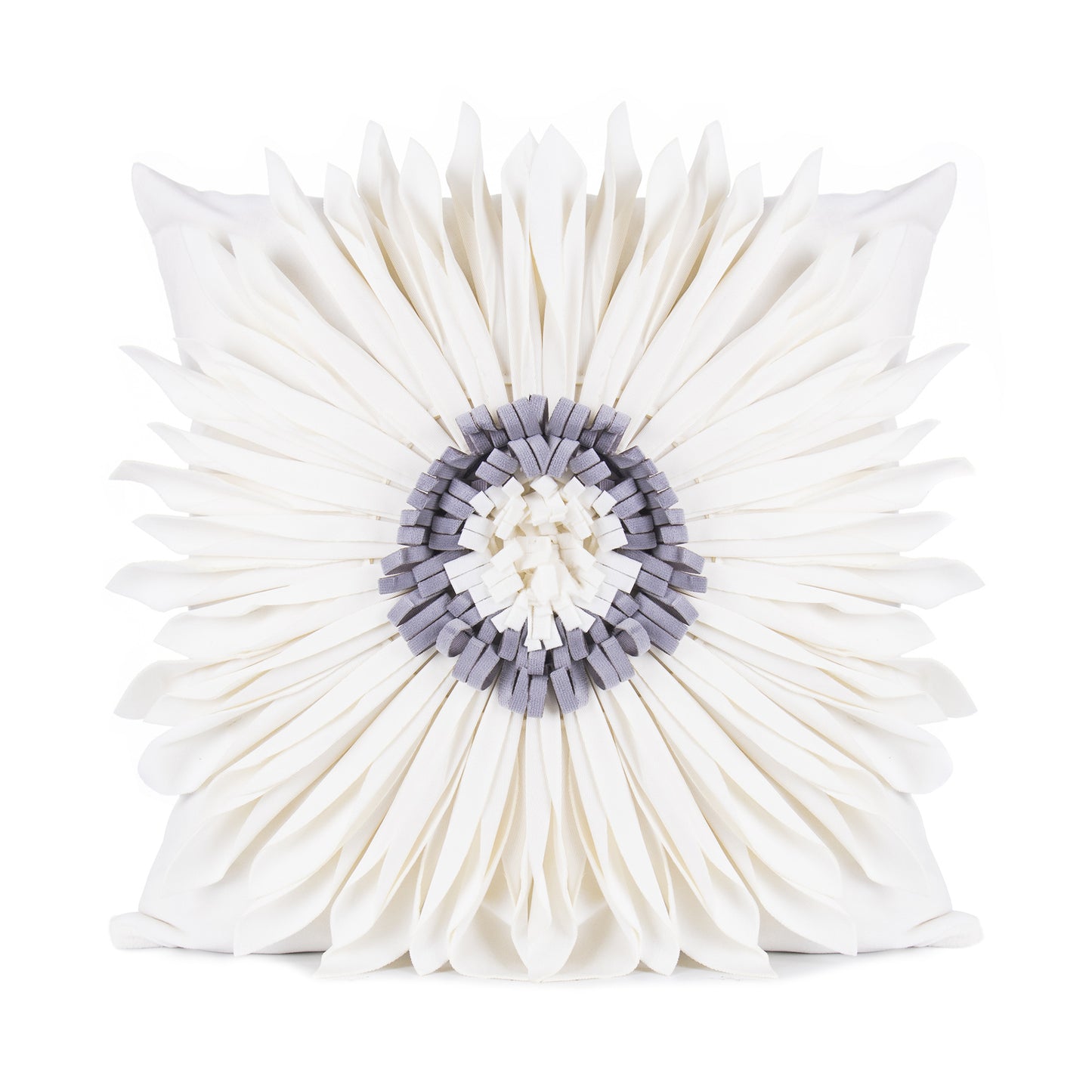 White Throw Pillow – Modern Velvet 3D Chrysanthemum Cushion