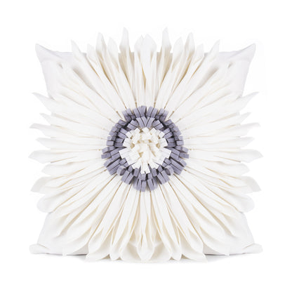 White Throw Pillow – Modern Velvet 3D Chrysanthemum Cushion