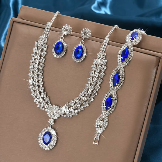 New European & American Style Luxury Sapphire Necklace Set