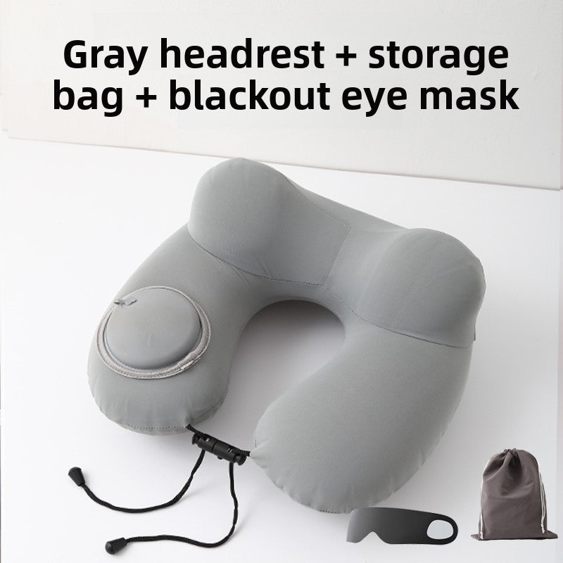 Press-Type Inflatable U-Shaped Travel Neck Pillow Comfort