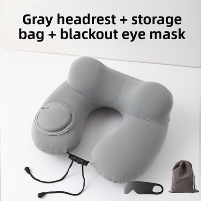 Press-Type Inflatable U-Shaped Travel Neck Pillow Comfort