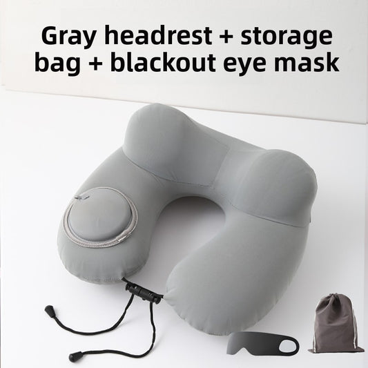 Press-Type Inflatable U-Shaped Travel Neck Pillow Comfort