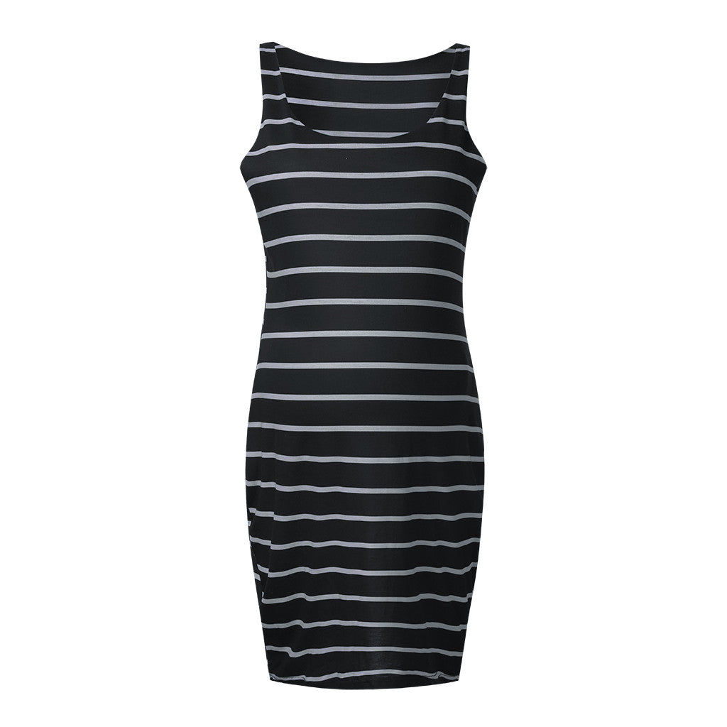 Striped Maternity Dress Versatile Vest Dress Expecting Mothers