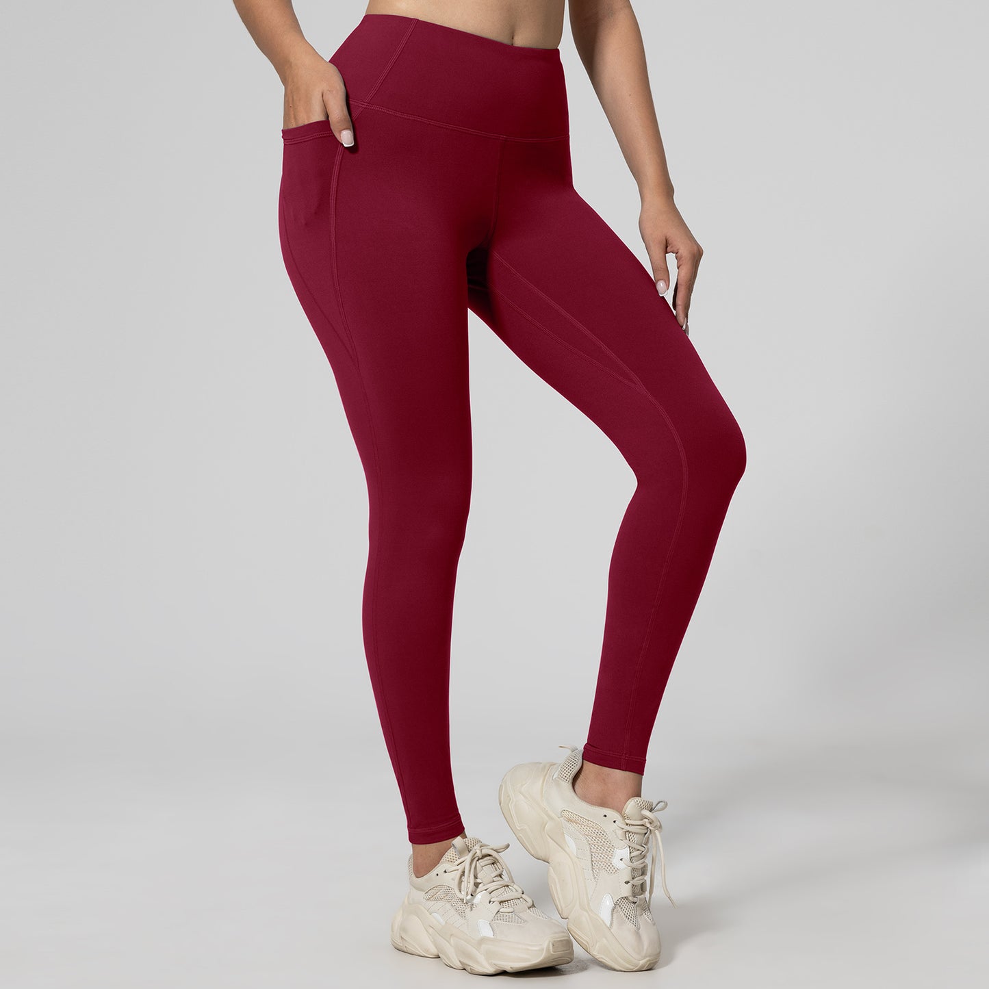 Fitness Running Leggings Hip-Lifting High-Waisted with Pockets