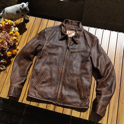Washed Old Soft Glutinous Pendant Fit Leather Coat