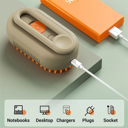 3-in-1 Electric Steam Pet Brush – Hair Removal & Massage Comb