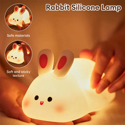 Cute Rabbit LED Night Light Touch Sensor Kids Bedside Lamp