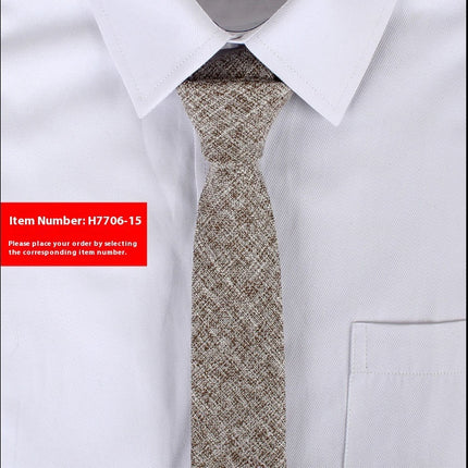 Solid Color Korean Style Narrow Cotton Men’s 6cm Wedding Tie