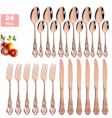 Gold Plated Stainless Steel Spoon Western Dinnerware Set