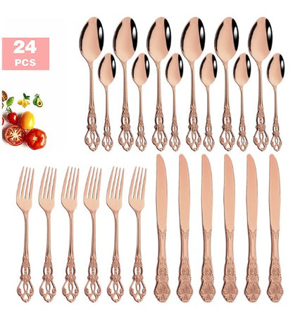 Gold Plated Stainless Steel Spoon Western Dinnerware Set