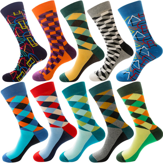 Men’s Autumn Diamond Patterned Socks Christmas Fruit Patterns