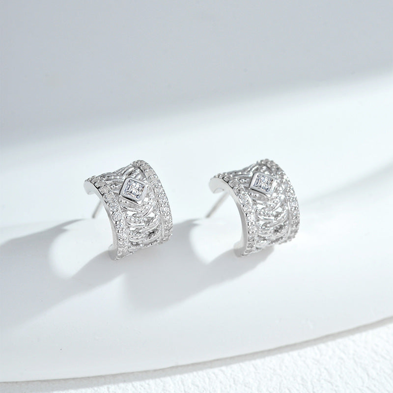 Buy Brocade-Weave Filigree Stud Earrings in S925 Silver