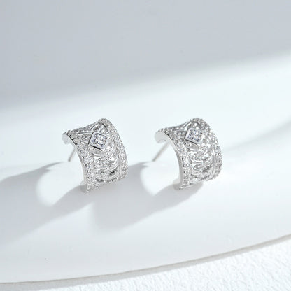 Buy Brocade-Weave Filigree Stud Earrings in S925 Silver