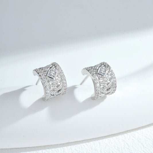 Buy Brocade-Weave Filigree Stud Earrings in S925 Silver